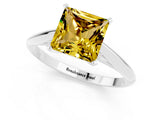 White gold Princess Cut Yellow Sapphire Solitaire Engagement Ring with Cathedral Setting and Four-Prong Mount_31