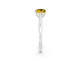 White gold Princess Cut Yellow Sapphire Solitaire Engagement Ring with Cathedral Setting and Four-Prong Mount_32