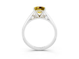 White gold Princess Cut Yellow Sapphire Solitaire Engagement Ring with Cathedral Setting and Four-Prong Mount_33