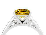 White gold Princess Cut Yellow Sapphire Solitaire Engagement Ring with Cathedral Setting and Four-Prong Mount_34