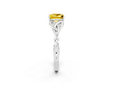 White gold Princess Cut Yellow Sapphire Solitaire Engagement Ring with Celtic Knot Band and Four-Prong Setting_26