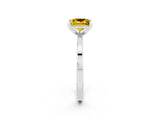 White gold Princess Cut Yellow Sapphire Solitaire Engagement Ring with Classic Band and Four-Prong Setting_62