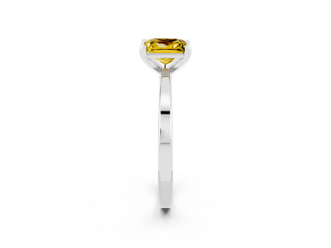 White gold Princess Cut Yellow Sapphire Solitaire Engagement Ring with Classic Band and Four-Prong Setting_62