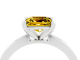 White gold Princess Cut Yellow Sapphire Solitaire Engagement Ring with Classic Band and Four-Prong Setting_64