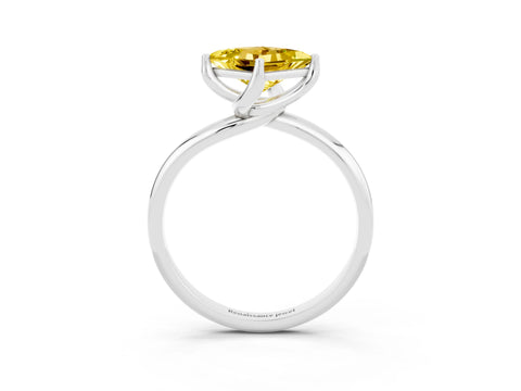White gold Princess Cut Yellow Sapphire Solitaire Engagement Ring with Four-Prong Setting and Classic Band_27