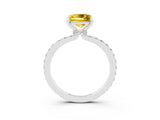 White gold Princess Cut Yellow Sapphire Solitaire Engagement Ring with Pavé Band and Four-Prong Setting_27