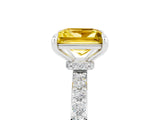 White gold Princess Cut Yellow Sapphire Solitaire Engagement Ring with Pavé Band and Four-Prong Setting_29