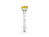 White gold Princess Cut Yellow Sapphire Solitaire Engagement Ring with Round Band and Four-Prong Setting_26