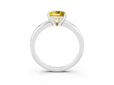 White gold Princess Cut Yellow Sapphire Solitaire Engagement Ring with Round Band and Four-Prong Setting_27