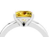 White gold Princess Cut Yellow Sapphire Solitaire Engagement Ring with Round Band and Four-Prong Setting_28