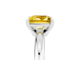 White gold Princess Cut Yellow Sapphire Solitaire Engagement Ring with Round Band and Four-Prong Setting_29