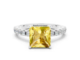White gold Princess Cut Yellow Sapphire Solitaire Pavé Band with Four-Prong Setting_24