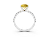White gold Princess Cut Yellow Sapphire Solitaire Pavé Band with Four-Prong Setting_27
