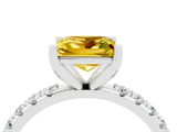 White gold Princess Cut Yellow Sapphire Solitaire Pavé Band with Four-Prong Setting_28