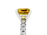 White gold Princess Cut Yellow Sapphire Solitaire Pavé Engagement Ring with Round Band and Prong Setting_17