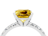 White gold Princess Cut Yellow Sapphire Solitaire Pavé Engagement Ring with Round Band and Prong Setting_76