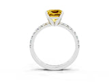 White gold Princess Cut Yellow Sapphire Solitaire Pavé Engagement Ring with Round Band and Prong Setting_87