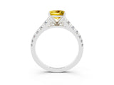 White gold Princess Cut Yellow Sapphire Solitaire Ring with Cathedral Setting and Pavé Band_27