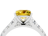 White gold Princess Cut Yellow Sapphire Solitaire Ring with Cathedral Setting and Pavé Band_28