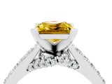 White gold Princess Cut Yellow Sapphire Solitaire Ring with Crossover Gallery and Round  Pavé Band_16