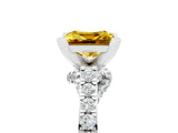 White gold Princess Cut Yellow Sapphire Solitaire Ring with Crossover Gallery and Round  Pavé Band_17