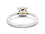 White gold Princess Cut Yellow Sapphire Solitaire Ring with Flower Prong Setting and Classic Band_106
