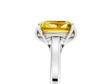 White gold Princess Cut Yellow Sapphire Solitaire Ring with Flower Prong Setting and Classic Band_111