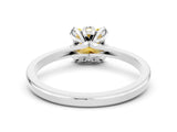 White gold Princess Cut Yellow Sapphire Solitaire Ring with Flower Prong Setting and Classic Band_82
