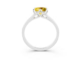 White gold Princess Cut Yellow Sapphire Solitaire Ring with Flower Prong Setting and Classic Band_85