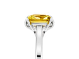 White gold Princess Cut Yellow Sapphire Solitaire Ring with Flower Prong Setting and Classic Band_87