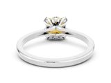 White gold Princess Cut Yellow Sapphire Solitaire Ring with Flower Prong Setting and Classic Band_88
