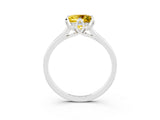 White gold Princess Cut Yellow Sapphire Solitaire Ring with Flower Prong Setting and Classic Band_91