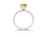 White gold Princess Cut Yellow Sapphire Solitaire Ring with Pavé Accents and Four-Prong Setting_27