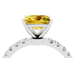 White gold Princess Cut Yellow Sapphire Solitaire Ring with Pavé Accents and Four-Prong Setting_28