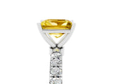 White gold Princess Cut Yellow Sapphire Solitaire Ring with Pavé Accents and Four-Prong Setting_29