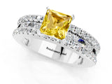 White gold Princess Cut Yellow Sapphire Solitaire Ring with Pavé and Channel Set Band_25