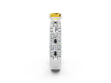 White gold Princess Cut Yellow Sapphire Solitaire Ring with Pavé and Channel Set Band_26