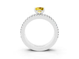 White gold Princess Cut Yellow Sapphire Solitaire Ring with Pavé and Channel Set Band_27