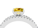 White gold Princess Cut Yellow Sapphire Solitaire Ring with Pavé and Channel Set Band_28