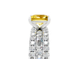 White gold Princess Cut Yellow Sapphire Solitaire Ring with Pavé and Channel Set Band_29