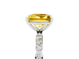 White gold Princess Cut Yellow Sapphire Solitaire Ring with Pave Band and Four Prong Setting_53