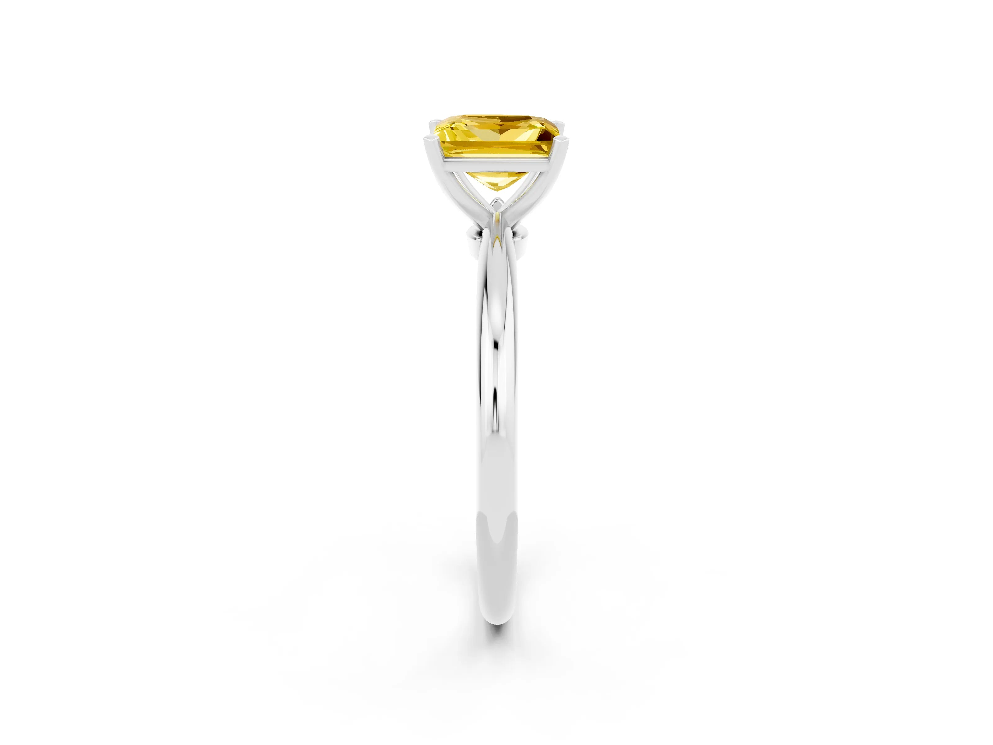 White gold Princess Cut Yellow Sapphire Solitaire Ring with Six-Prong Setting and Classic Band_26