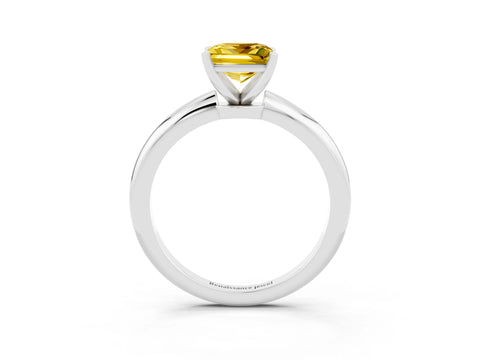 White gold Princess Cut Yellow Sapphire Solitaire Ring with Six-Prong Setting and Classic Band_27