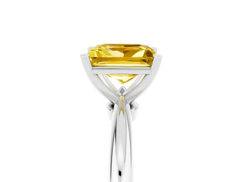 White gold Princess Cut Yellow Sapphire Solitaire Ring with Six-Prong Setting and Classic Band_29