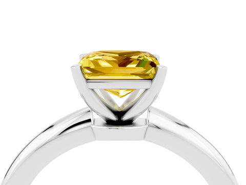 White gold Princess Cut Yellow Sapphire Solitaire Ring with Six-Prong Setting and Classic Band_40