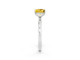 White gold Princess Cut Yellow Sapphire Solitaire Ring with Thin Band and Four-Prong Setting_26