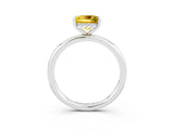 White gold Princess Cut Yellow Sapphire Solitaire Ring with Thin Band and Four-Prong Setting_27