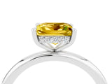 White gold Princess Cut Yellow Sapphire Solitaire Ring with Thin Band and Four-Prong Setting_28