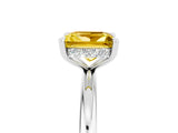 White gold Princess Cut Yellow Sapphire Solitaire Ring with Thin Band and Four-Prong Setting_29