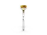 White gold Princess Cut Yellow Sapphire Solitaire Ring with Thin Band and Prong Setting_14